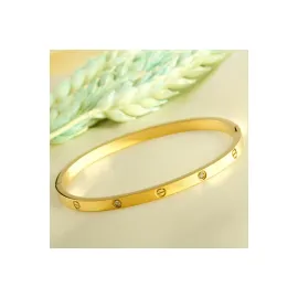 Orjinal Crt Taşlı Çelik Bileklik İnce-Sarı