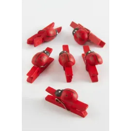 1 Adet Uğur Böceği Süs Mandal-Kırmızı