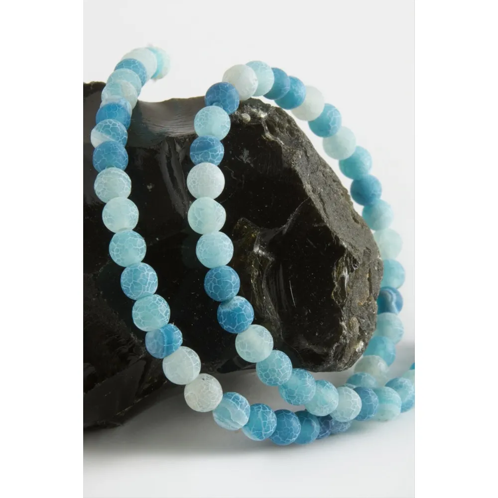 Mat Akik Taşı 6 mm-Mavi