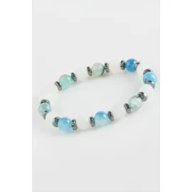 Akik Ay Taşı Doğaltaş Bileklik-Mavi