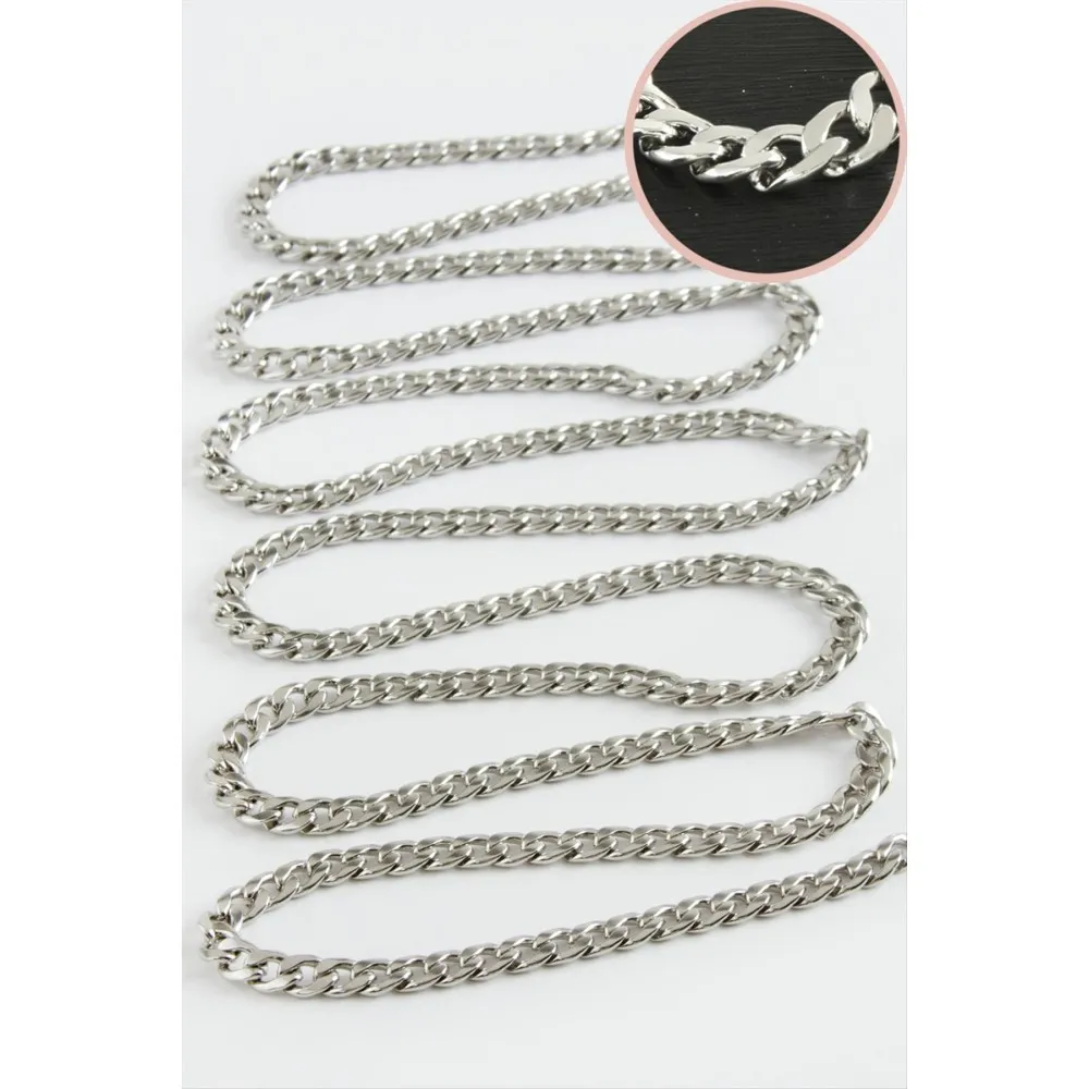 5 Mm Düz Gümüş Renkli Çelik Zincir 1 Metre-Gümüş Rengi