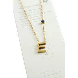Sarı Renkli Harfli Çelik Kolye-E