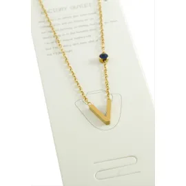 Sarı Renkli Harfli Çelik Kolye-V