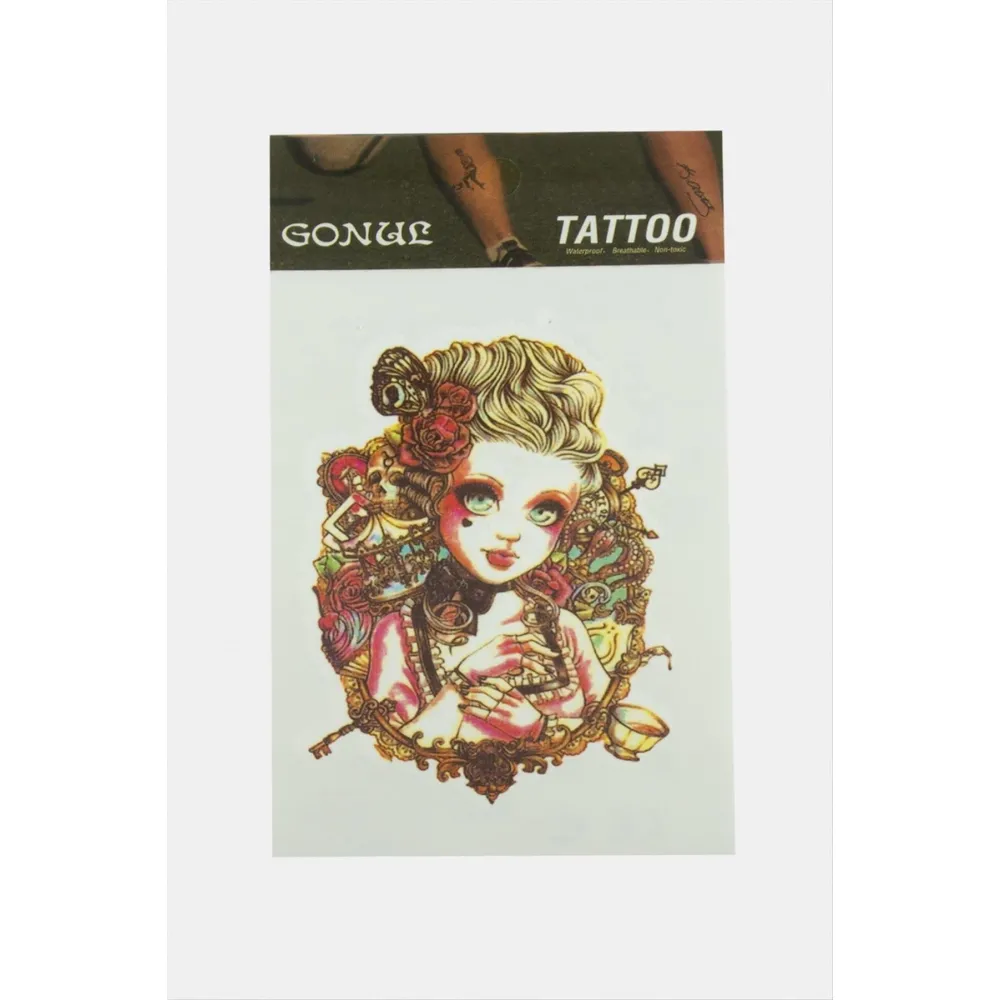 Kadın Tattoo Dövme Sticker-Beyaz