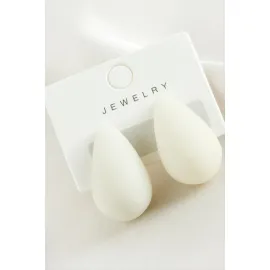 Damla Plastik Küpe-Beyaz