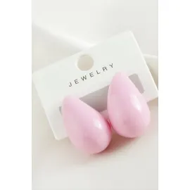 Damla Plastik Küpe-Pembe