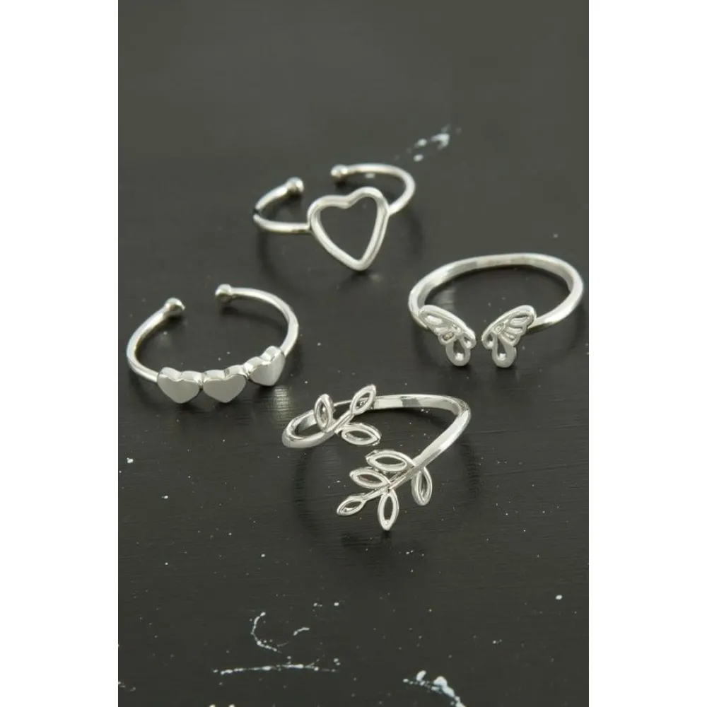 Karışık Lüx Çelik Eklem Yüzük 1 Adet-Gümüş Rengi