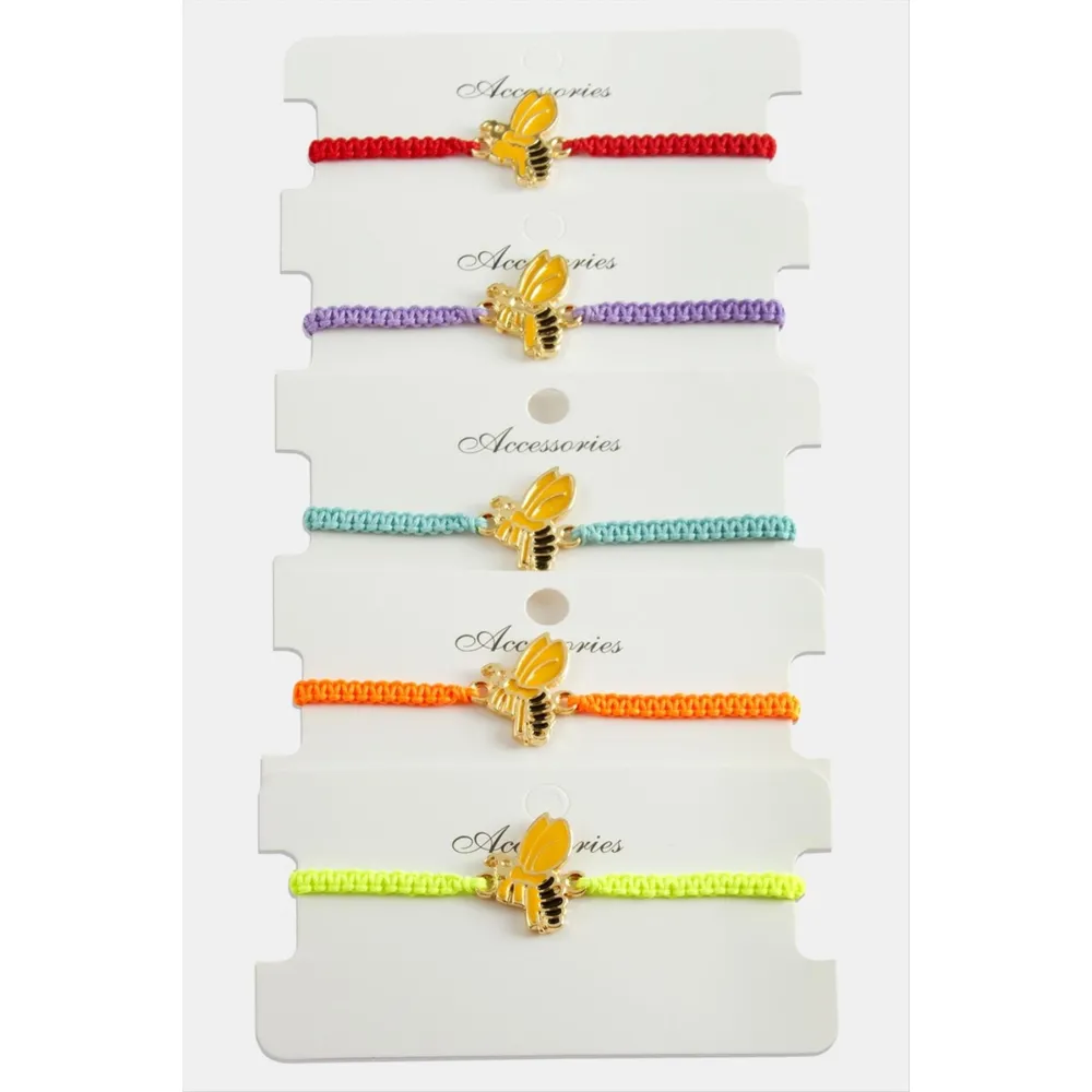 Arı Makrome Örgülü Bileklik-Renkli