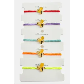 Arı Makrome Örgülü Bileklik-Renkli