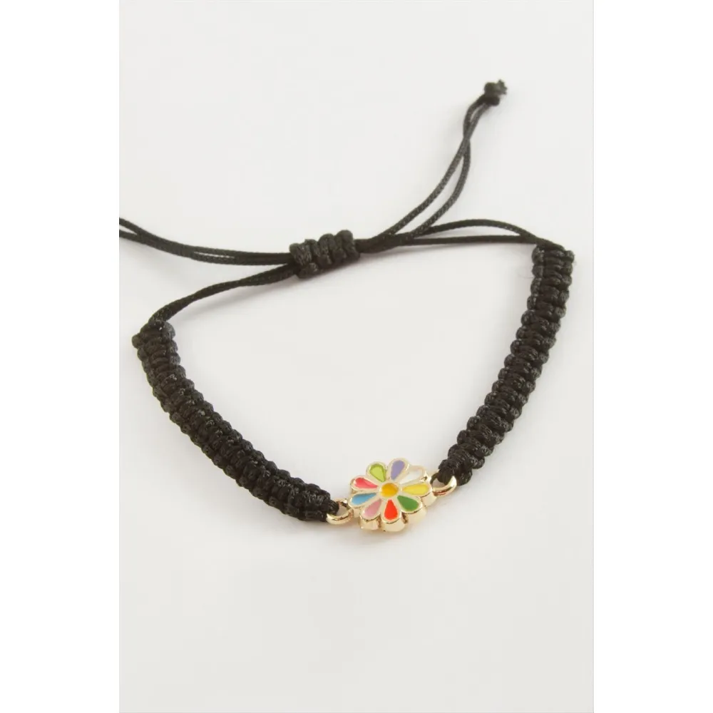 Papatya Makrome Örgülü Bileklik-Renkli