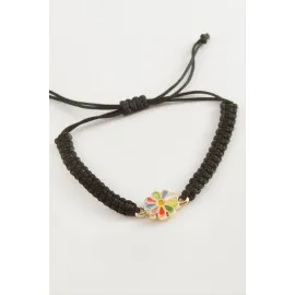 Papatya Makrome Örgülü Bileklik-Renkli