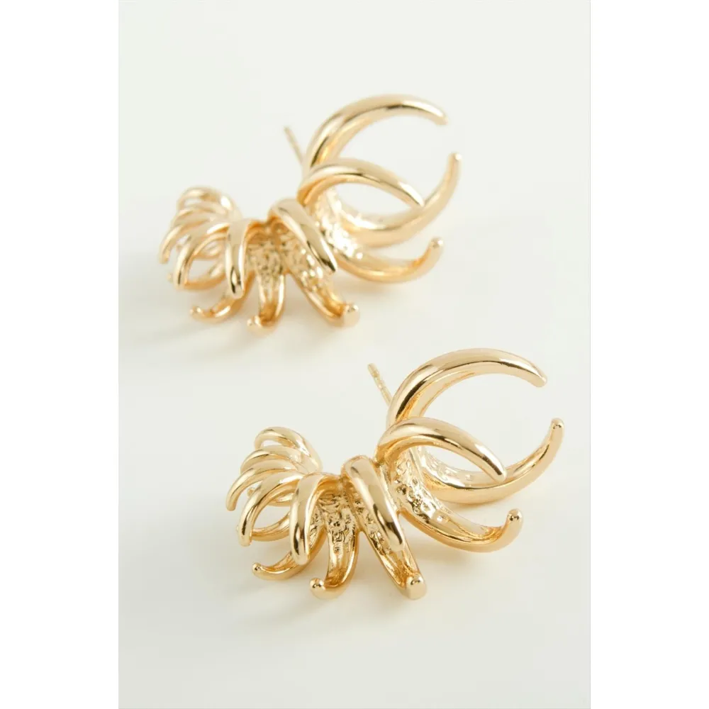 Xuping Makarna Lüks Çelik Küpe-Sarı