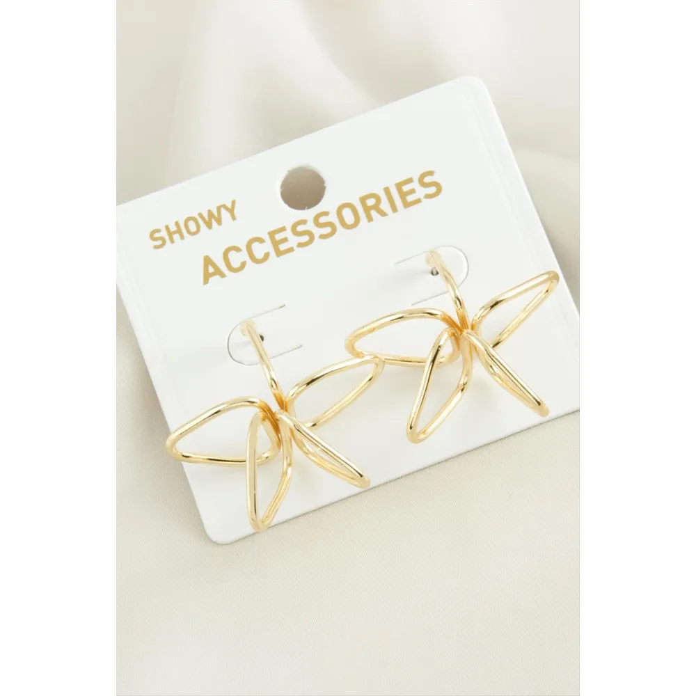 Çiçek Oval Metal Küpe-Gümüş Rengi