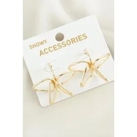 Çiçek Oval Metal Küpe-Gümüş Rengi