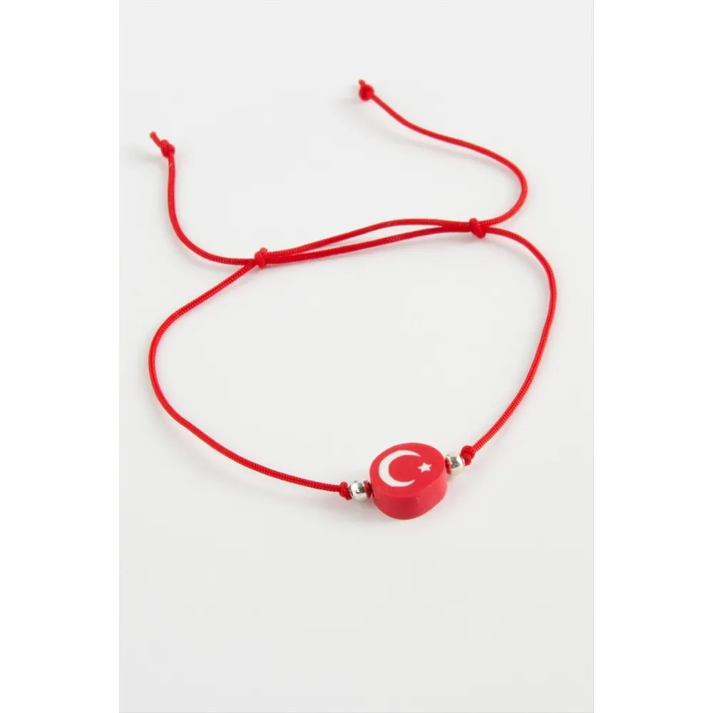 Ay Yıldız İp Bileklik-Kırmızı