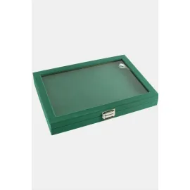 Cam Kapaklı Anfora Kumaş Batırmalı Yüzük Standı 24X34 cm-Siyah