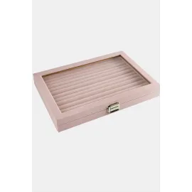 Cam Kapaklı Anfora Kumaş Kelepçe Yüzük Standı 24X34 cm-Siyah