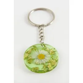 Papatya Epoksi Anahtarlık-Yeşil