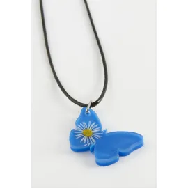 Kelebek Oval Epoksi Kolye-Turuncu