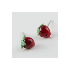 Çilek Cam Küpe-Kırmızı