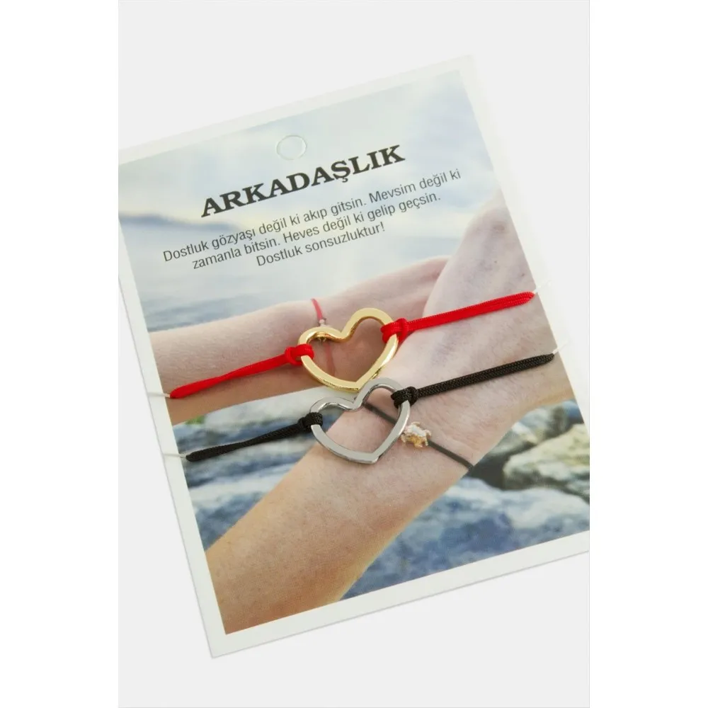 2 Adet Kalp İp Bileklik-Beyaz