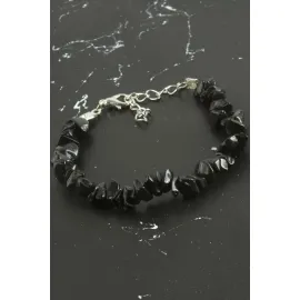 Onix Kırık Doğaltaşlı Bileklik-Siyah