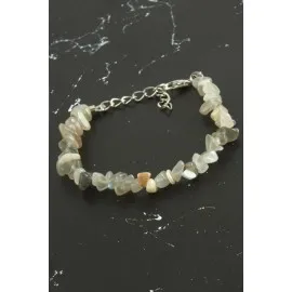 Akik Kırık Doğaltaşlı Bileklik-Gri