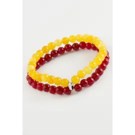 Sarı Kırmızı Doğaltaş Bileklik 6 mm-Kırmızı