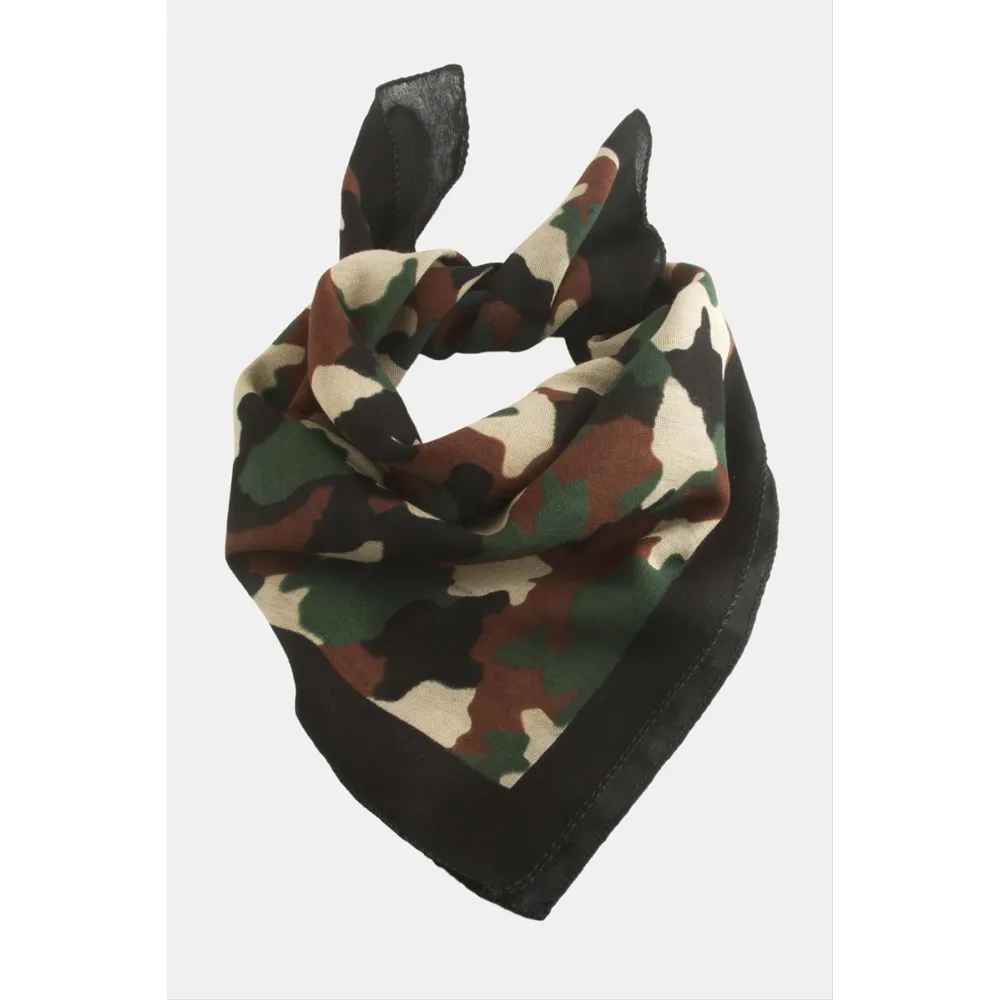 Asker Desenli Bandana 50X50-Yeşil