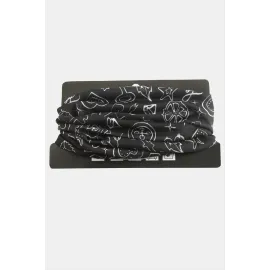 Karışık Desenli Baff Boyunluk-Siyah