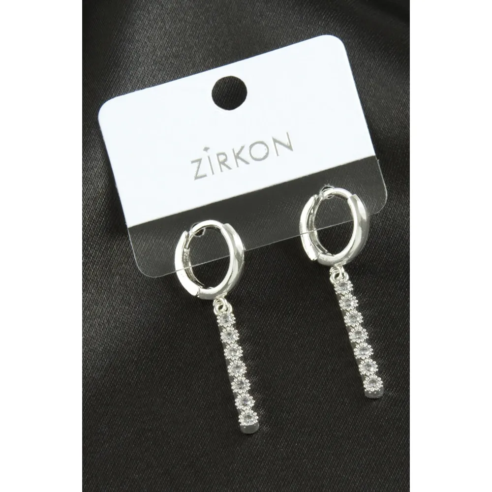 Çubuk Zirkon Taşlı Küpe-Sarı