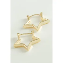 Yıldız Trend Metal Küpe-Sarı