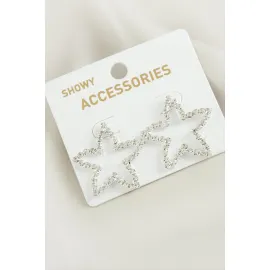 Yıldız Suyolu Taşlı Küpe-Gümüş Rengi