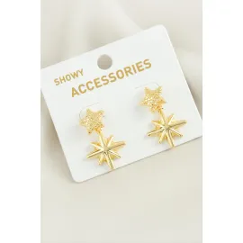 Yıldız Trend Metal Küpe-Sarı