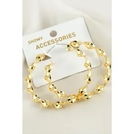 Burgulu Trend Metal Küpe-Sarı