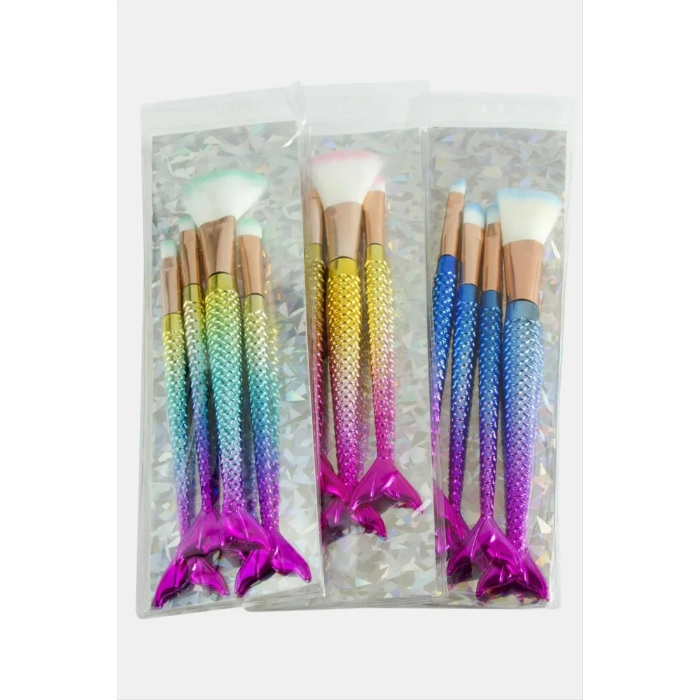 4 Adet Balık Makyaj Fırça Seti-Renkli