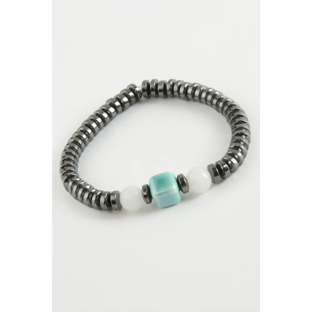 Cam - Hematit Doğaltaş Bileklik-Antrasit