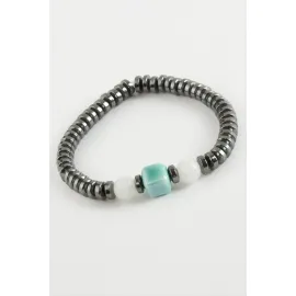 Cam - Hematit Doğaltaş Bileklik-Antrasit