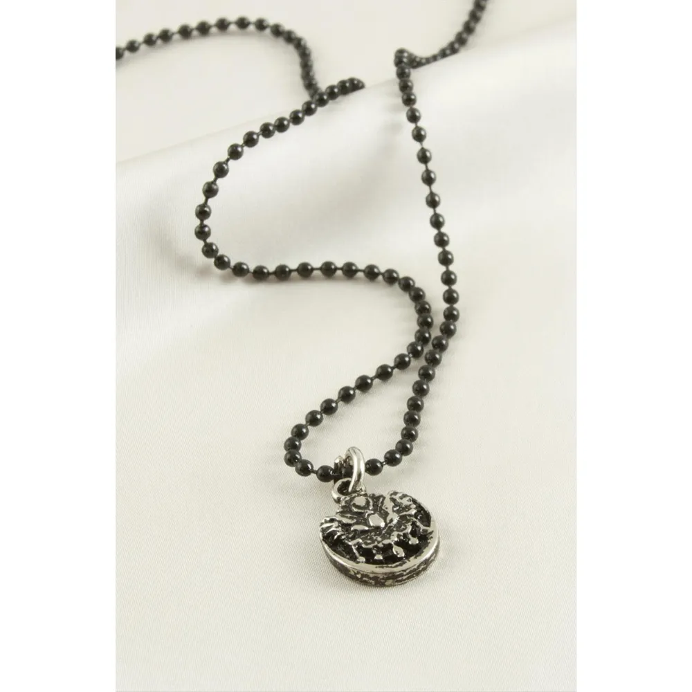 Osmanlı Bayrağı Top Zincirli Erkek Kolye-Siyah