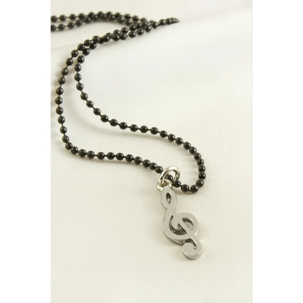 Nota Top Zincirli Erkek Kolye-Siyah