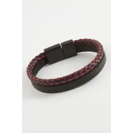 Mıknatıslı Orjinal Deri Bileklik-Siyah