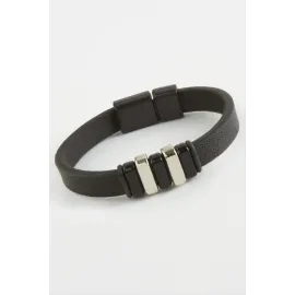 Mıknatıslı Orjinal Deri Bileklik-Siyah