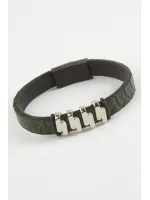 Zikzak Kaliteli Mıknatıslı Suni Deri Bileklik-Yeşil