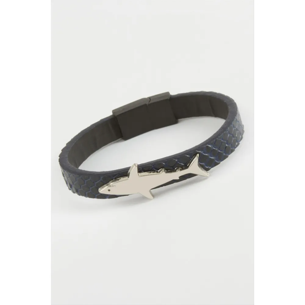 Balık Kaliteli Mıknatıslı Suni Deri Bileklik-Lacivert