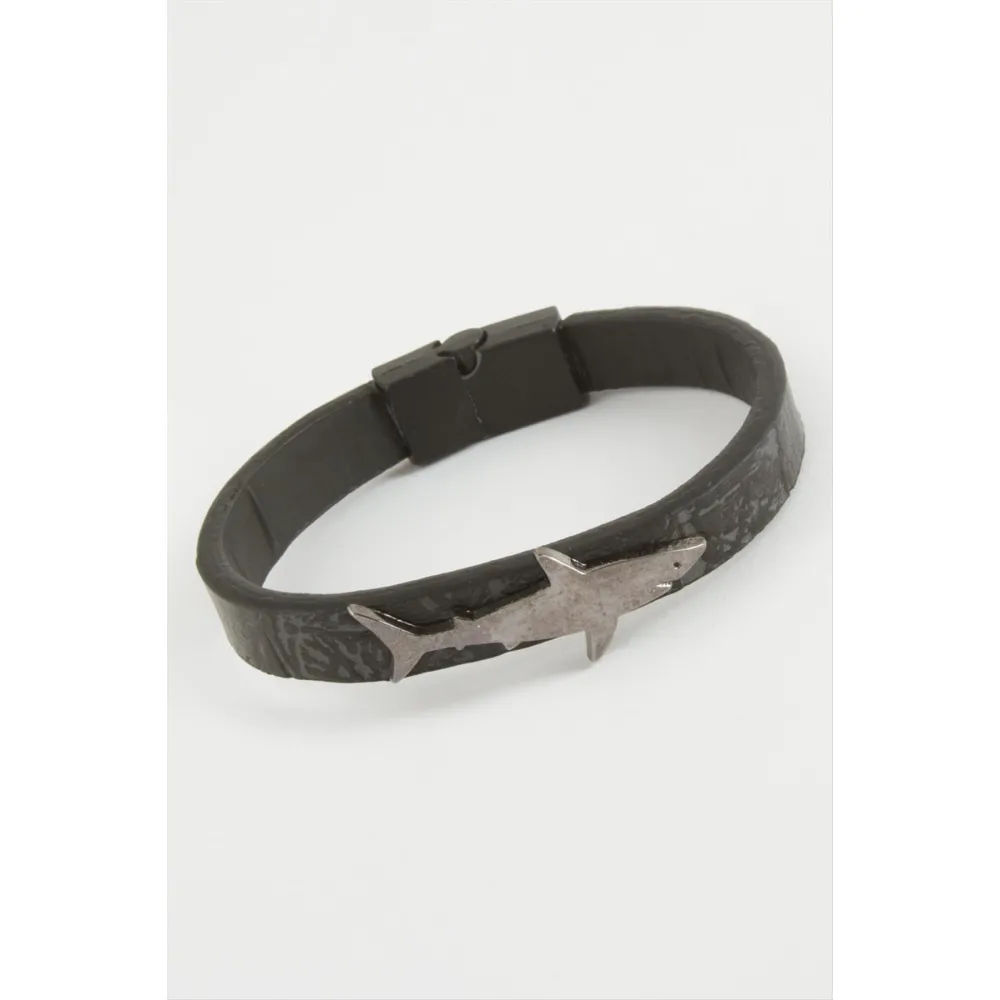 Balık Kaliteli Mıknatıslı Suni Deri Bileklik-Siyah