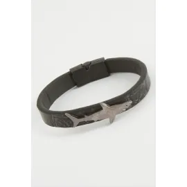 Balık Kaliteli Mıknatıslı Suni Deri Bileklik-Siyah