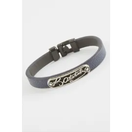 Mustafa Kemal Atatük İmzalı Kaliteli Suni Deri Bileklik-Lacivert