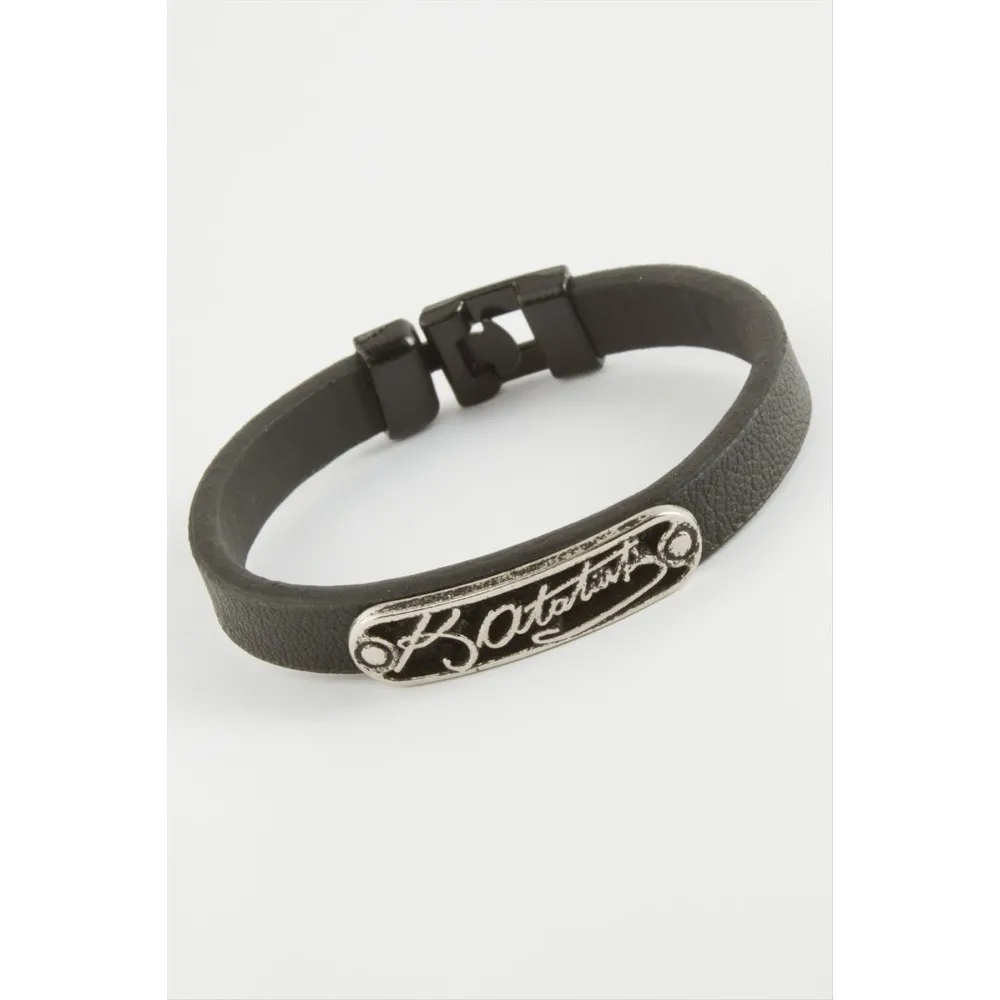 Mustafa Kemal Atatük İmzalı Kaliteli Suni Deri Bileklik-Siyah