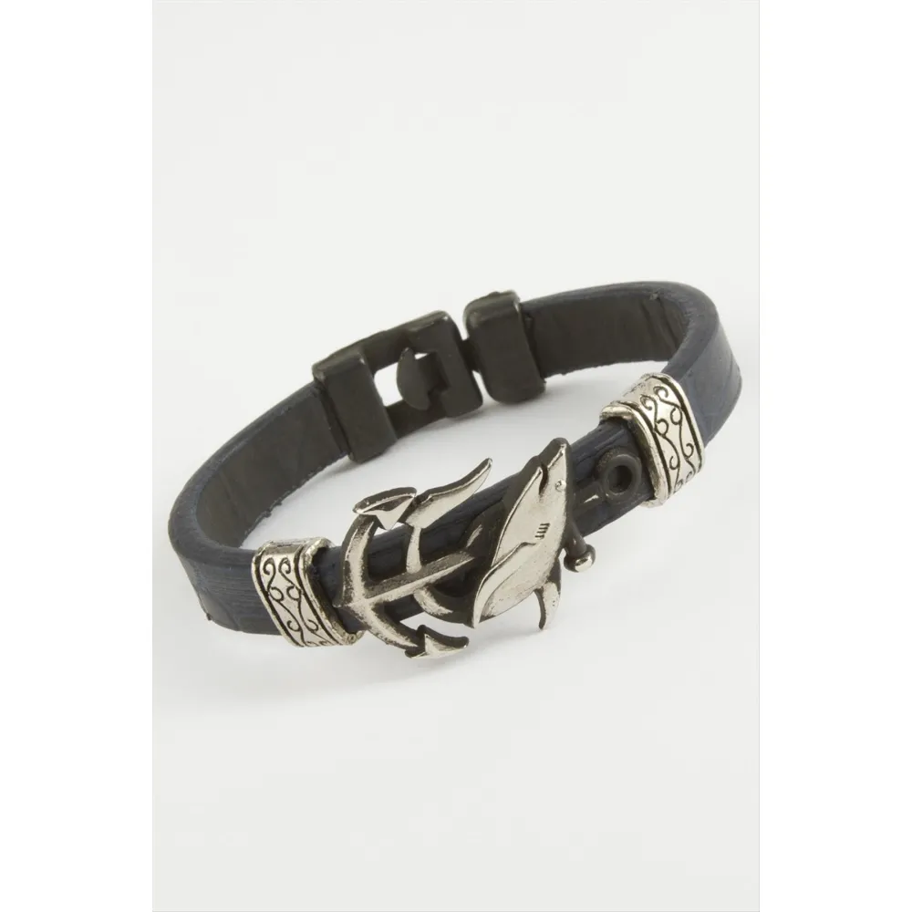 Yunus Kaliteli Suni Deri Bileklik-Lacivert