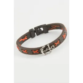 Çapa Kaliteli Suni Deri Bileklik-Kahverengi